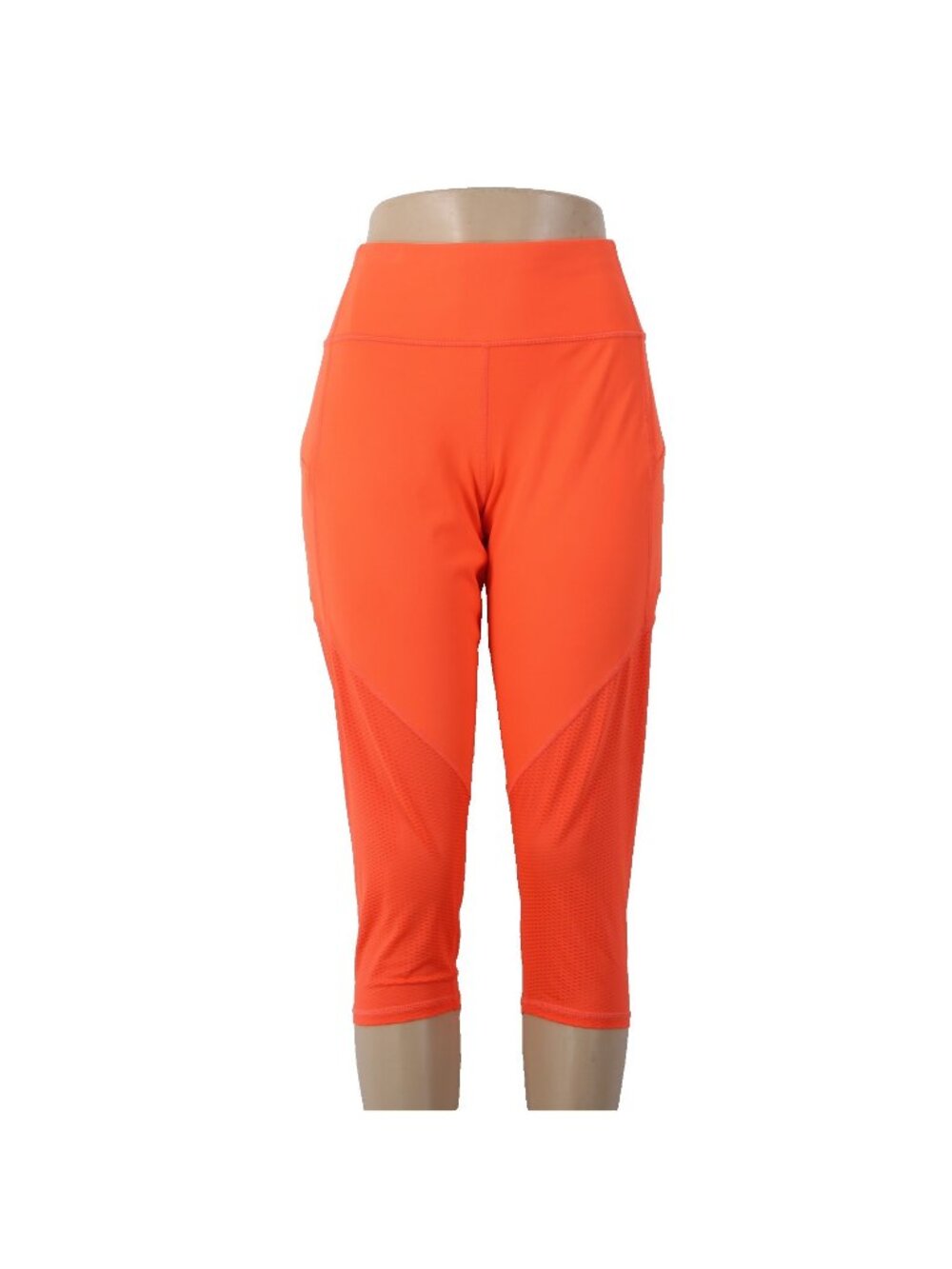 Athleta AW Pant Sz LT x 20 Orange Pull On Pockets Knee Length Poly Spandex